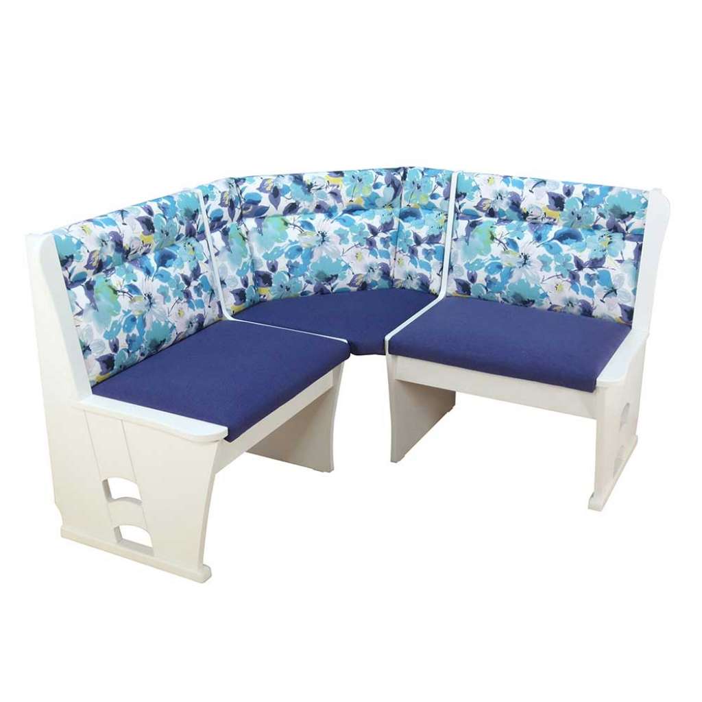 Stauraum Eckbank in Blau Weiß Blumenmuster