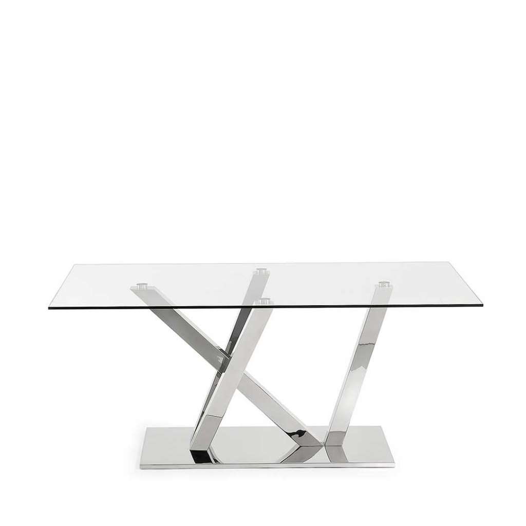 Esszimmertisch aus Glas Edelstahl