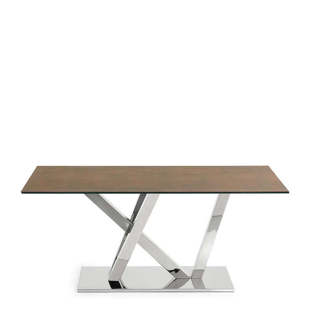 Glas Esstisch in Rostfarben Edelstahl