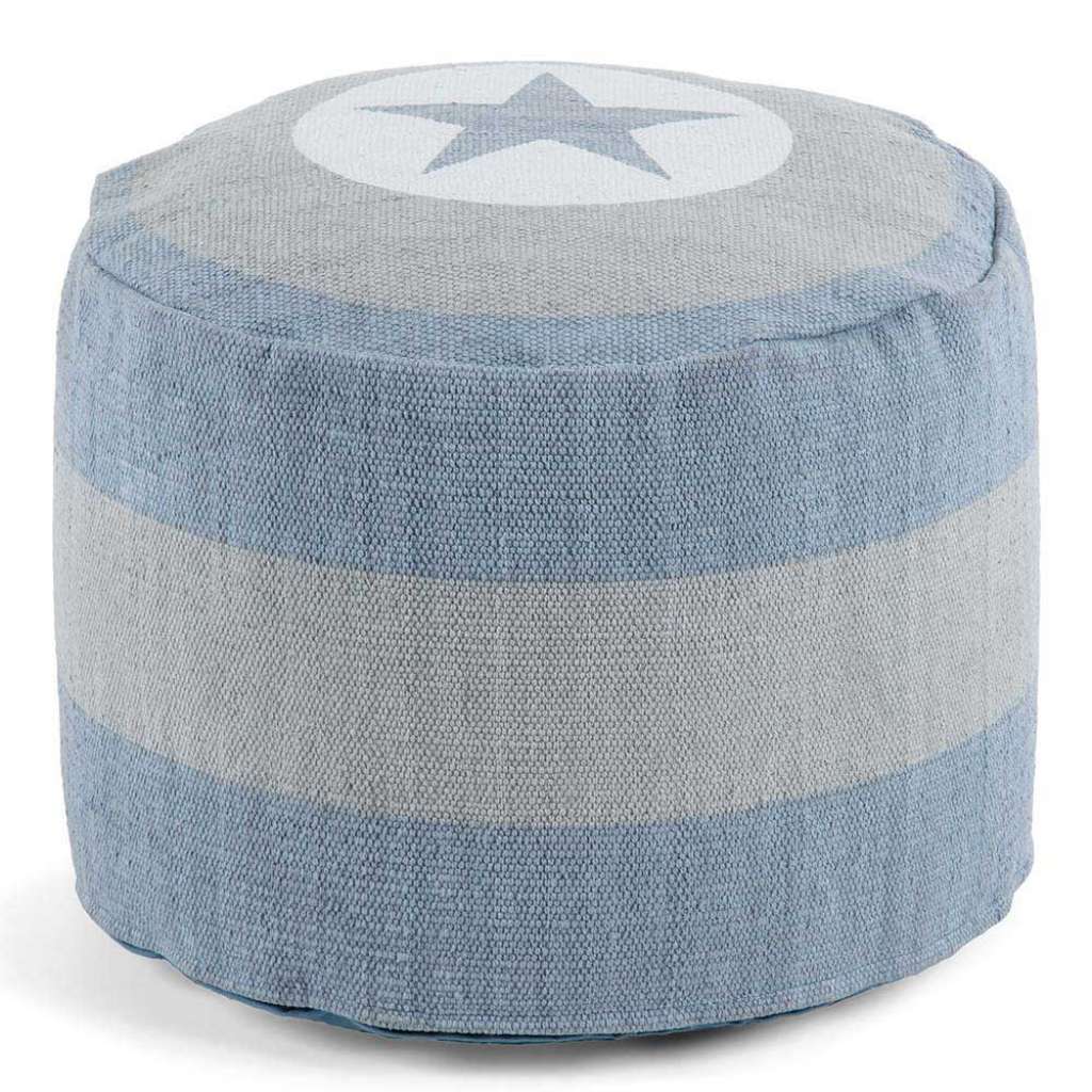 Sitzpouf mit Stern Motiv Hellgrau Hellblau