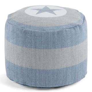 Sitzpouf mit Stern Motiv Hellgrau Hellblau