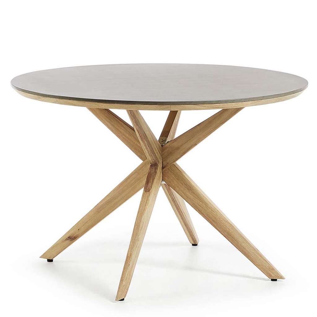 Esstisch aus Leichtbeton und Massivholz Rund