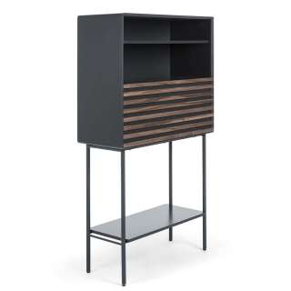 Design Barschrank in Dunkelgrau Walnuss furniert