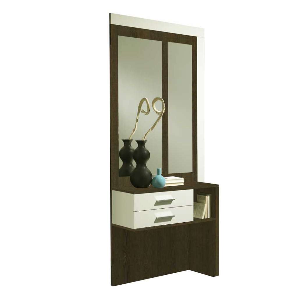 Design Dielenmöbel Set in Weiß Hochglanz Braun (2-teilig)