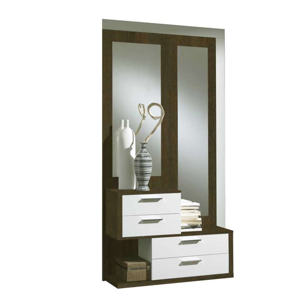 Design Garderobenmöbel in Weiß Hochglanz Braun