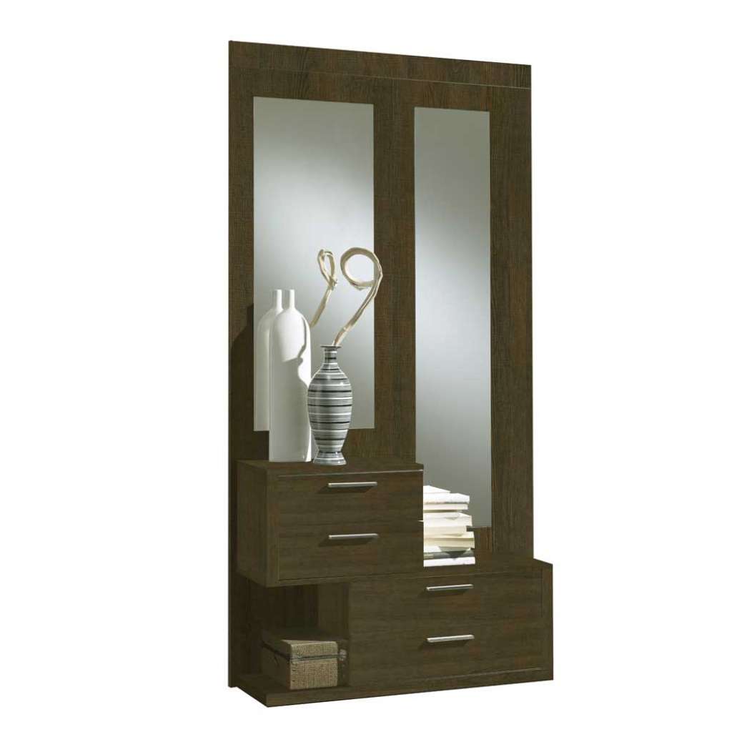 Wandpaneel Garderobe in Braun mit Spiegeln
