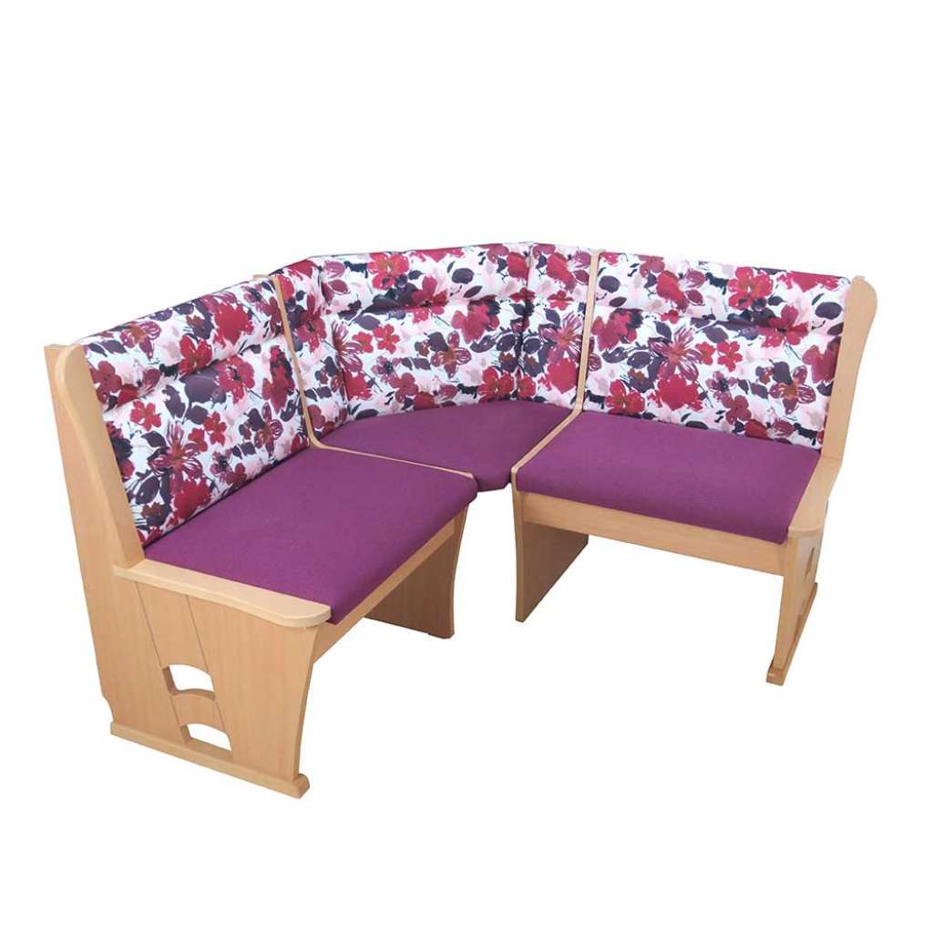 Truhen Eckbank in Violett Blumenmuster
