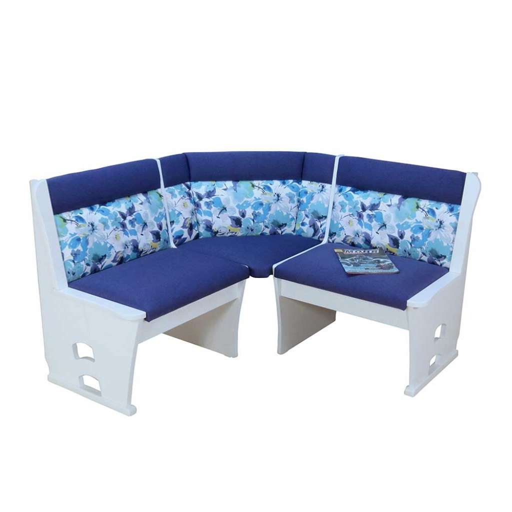 Truhen Eckbank in Blau und Weiß Blumenmuster