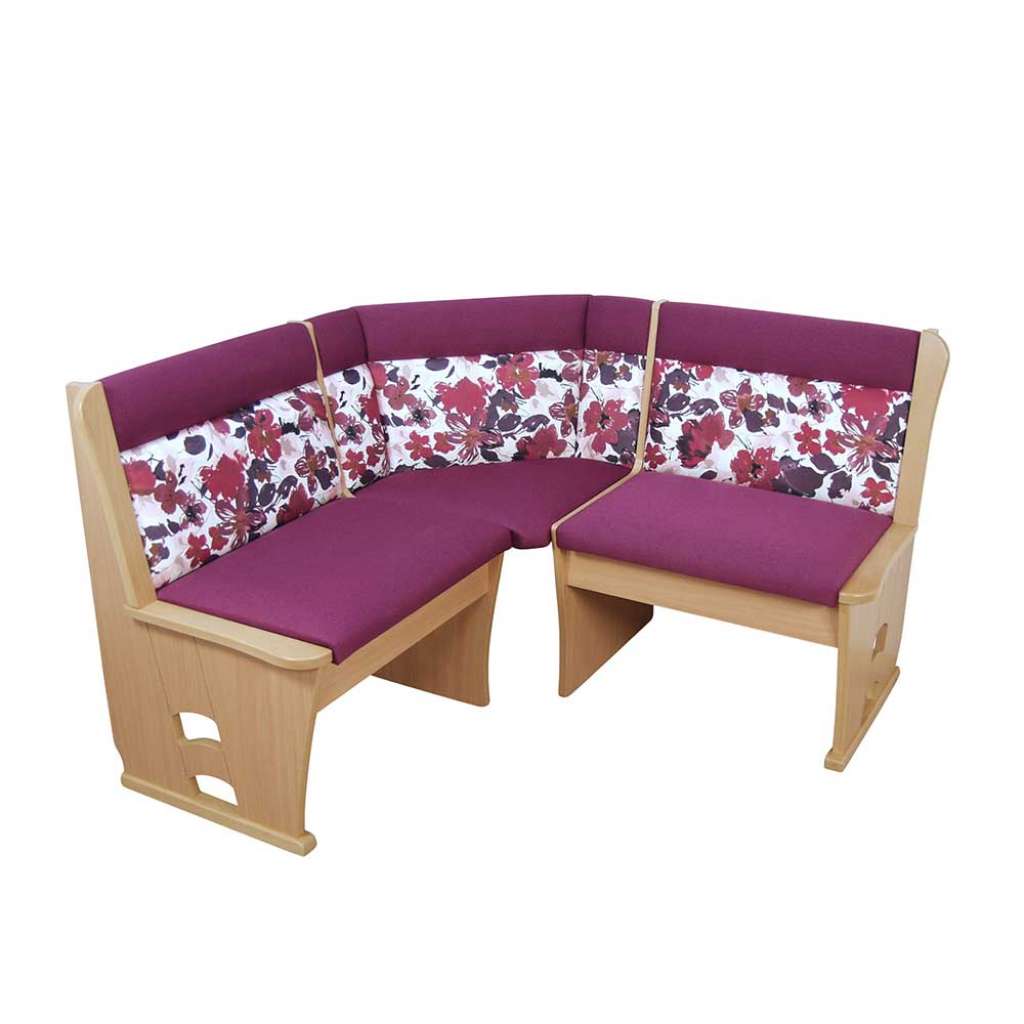 Truhen Eckbank in Violett mit Blumenmuster modern