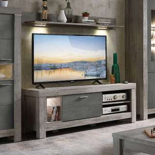 TV Unterschrank in Beton Grau und Eiche dunkel 150 cm breit