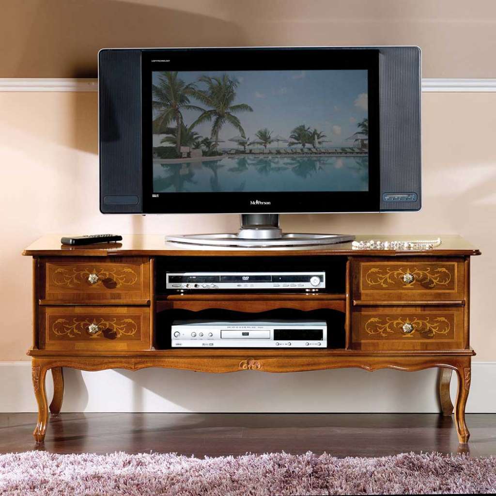 TV Kommode mit Nussbaum furniert Barock Look