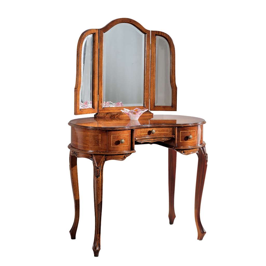 Frisiertisch mit Nussbaum furniert Barock Design