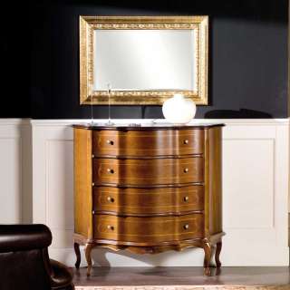 Schubladenkommode und Spiegel im Barock Design Nussbaum furniert (2-teilig)