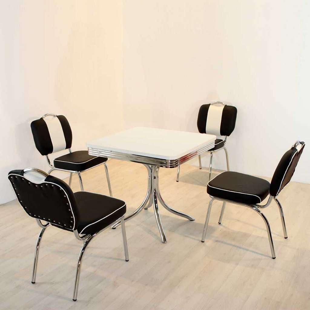 Bistrogruppe in Schwarz Weiß gestreift Retro Style (5-teilig)