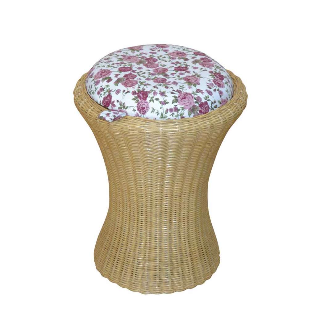 Sitzhocker in Beige Rattan Bunt
