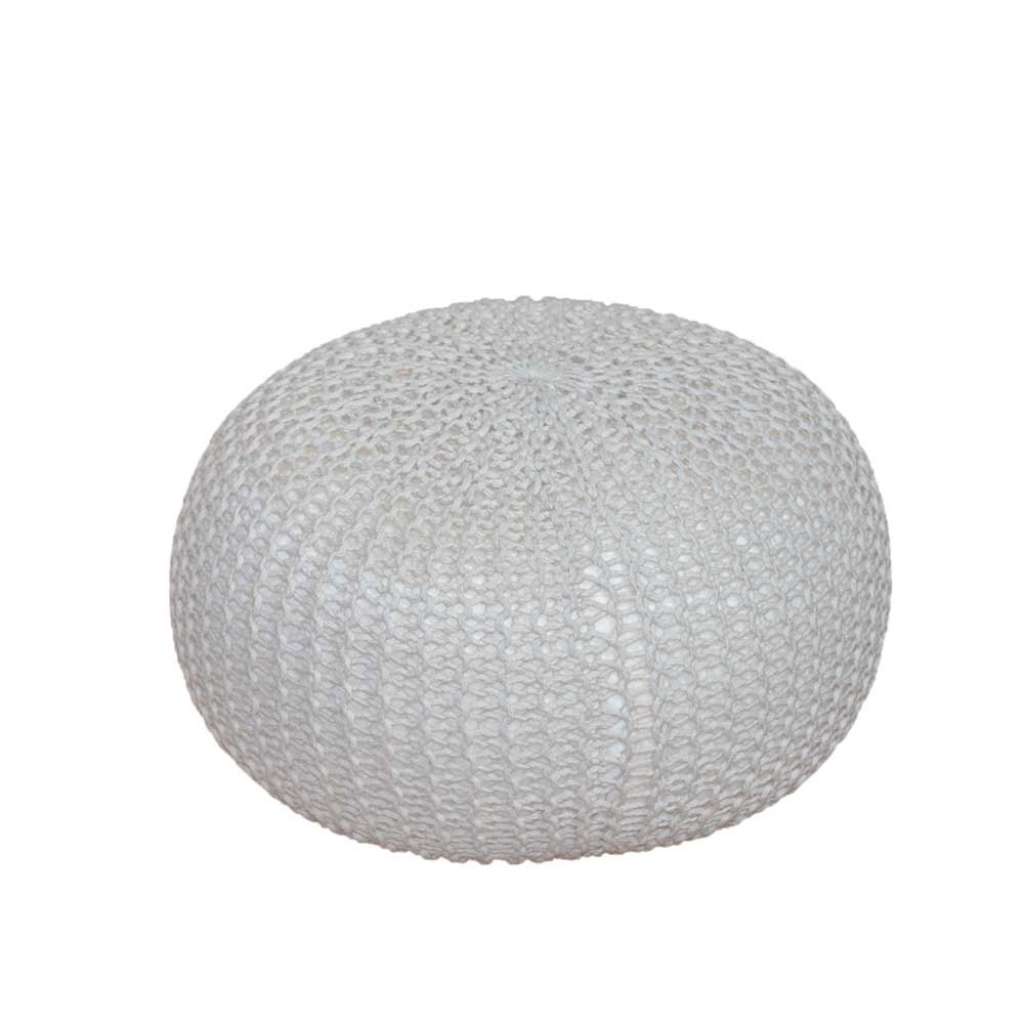 Strick Pouf in Beige Strickstoff