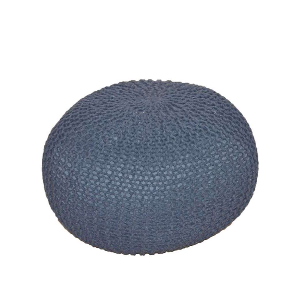 Sitzpouf in Grau Strickstoff