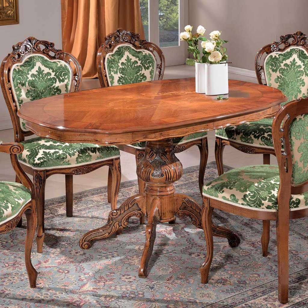 Barock Esstisch rund Nussbaum furniert
