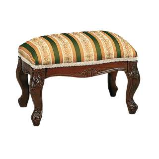 Fußhocker im Barock Design Beige Grün gestreift