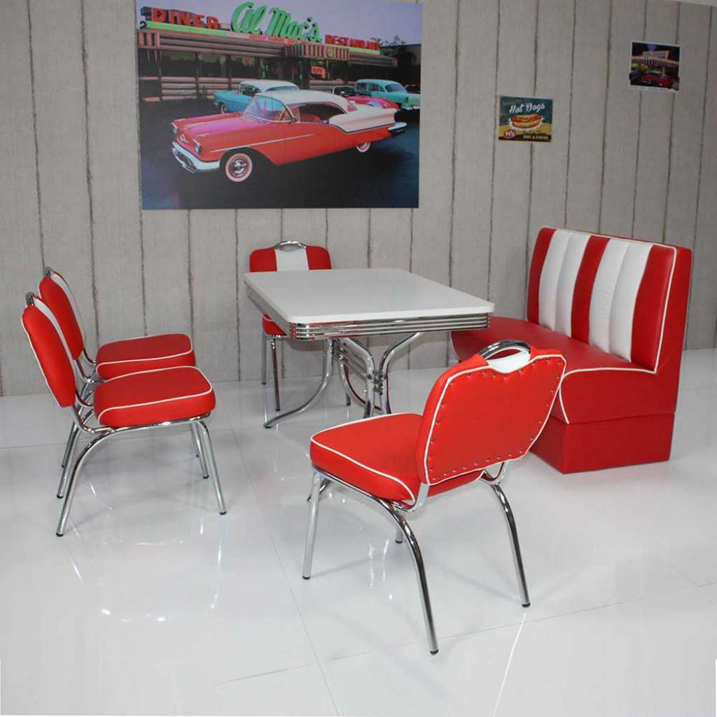 Bistrogruppe in Rot Weiß gestreift Retro Look (6-teilig)