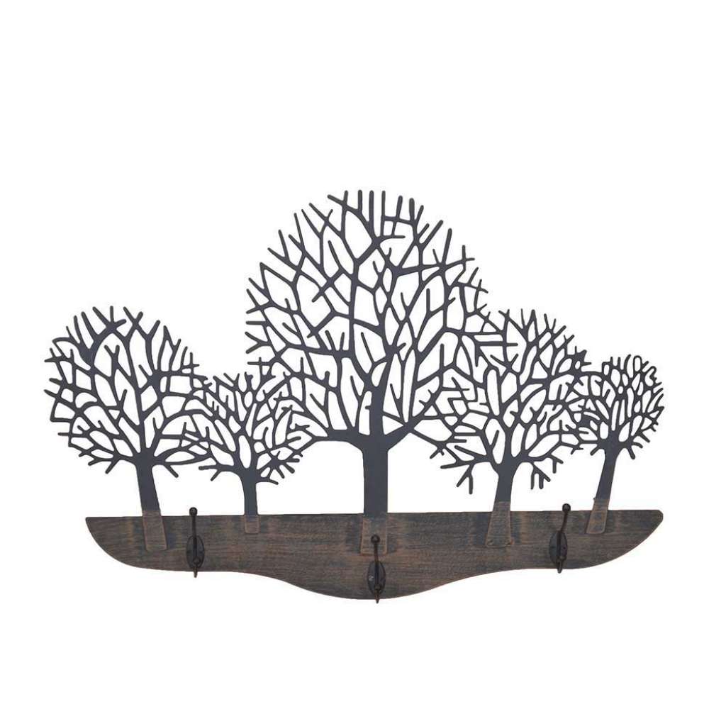Hängegarderobe im Baum Design Rostfarben Stahl