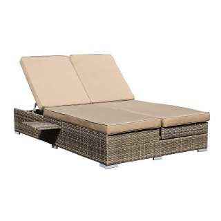 Garten Doppelliege in Grau Taupe verstellbar