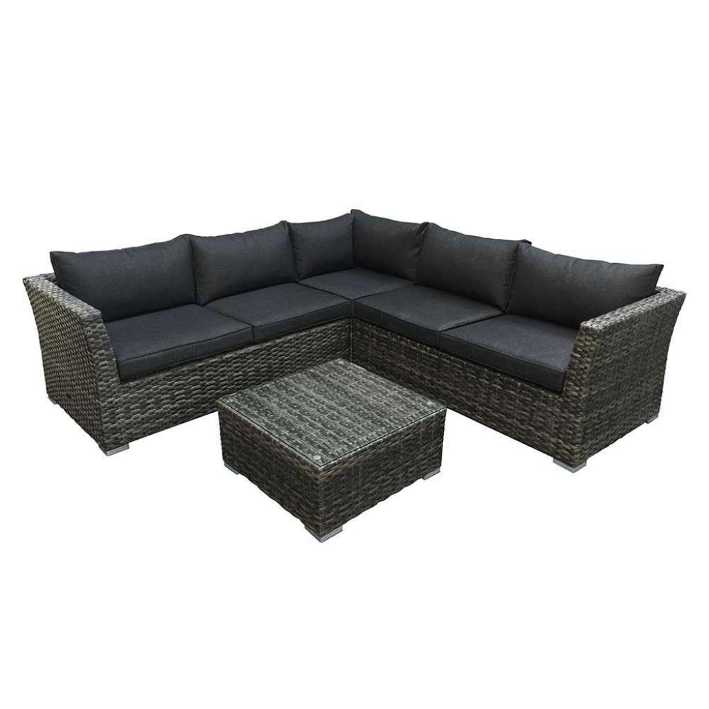 Gartensofa mit Tisch Dunkelgrau Kunstrattan (3-teilig)