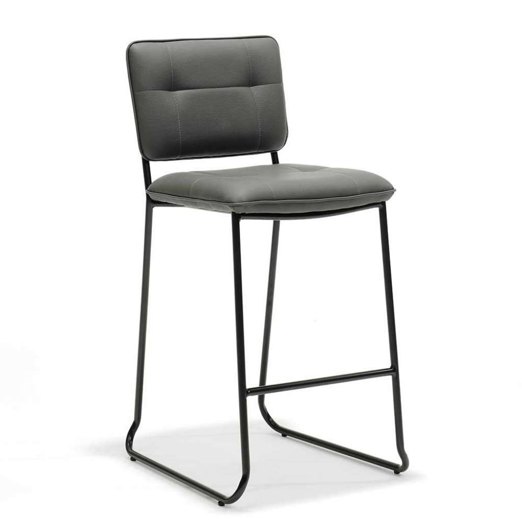 Küchenhocker in Anthrazit Kunstleder Lehne (4er Set)