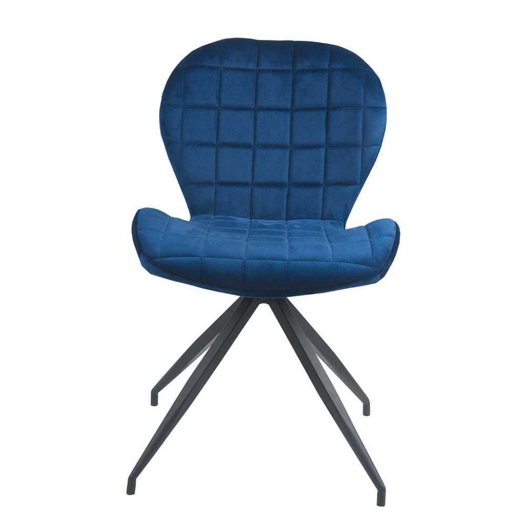 Drehbarer Esszimmerstuhl in Blau Stoff modern (2er Set)