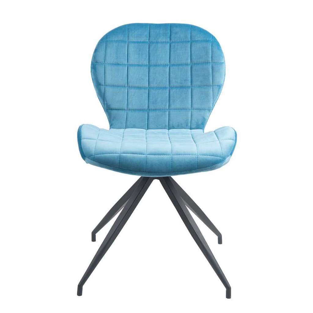 Drehbarer Polsterstuhl in Hellblau Stoff modern (2er Set)