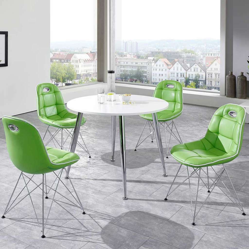 Runde Tischgruppe in Grün und Weiß modern (5-teilig)