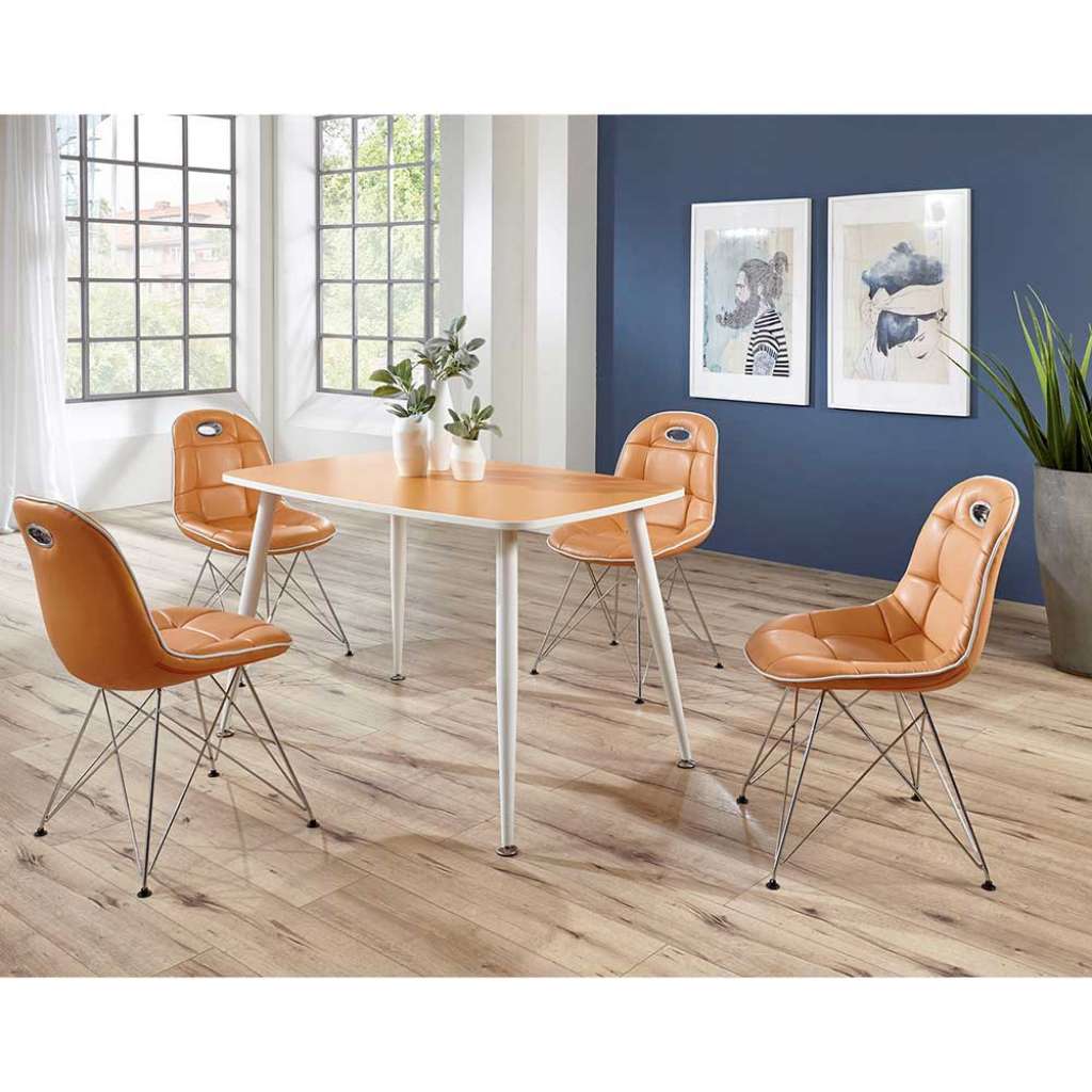 Design Essgruppe in Orange Weiß (5-teilig)