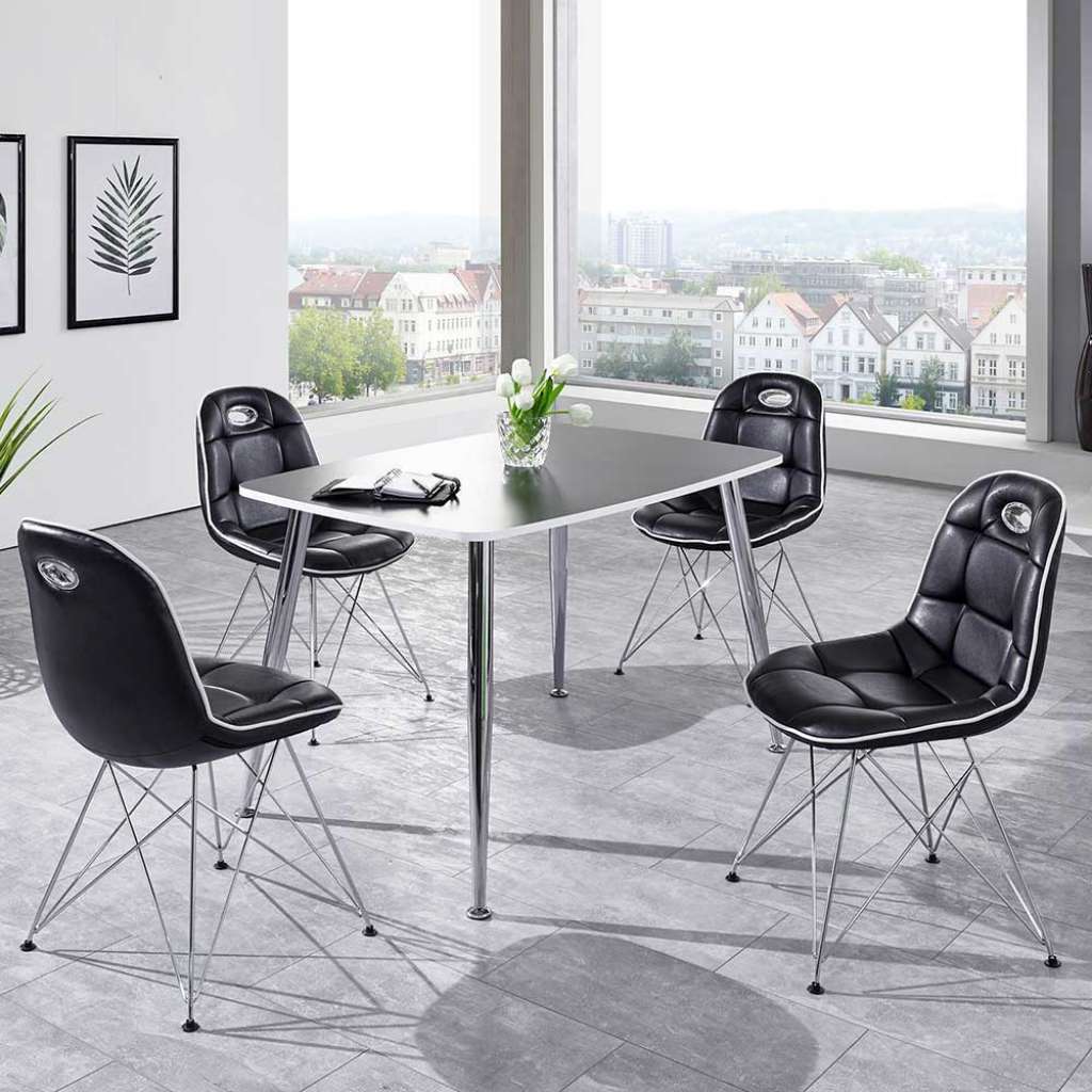 Essgruppe im Loft Style Schwarz Weiß (5-teilig)
