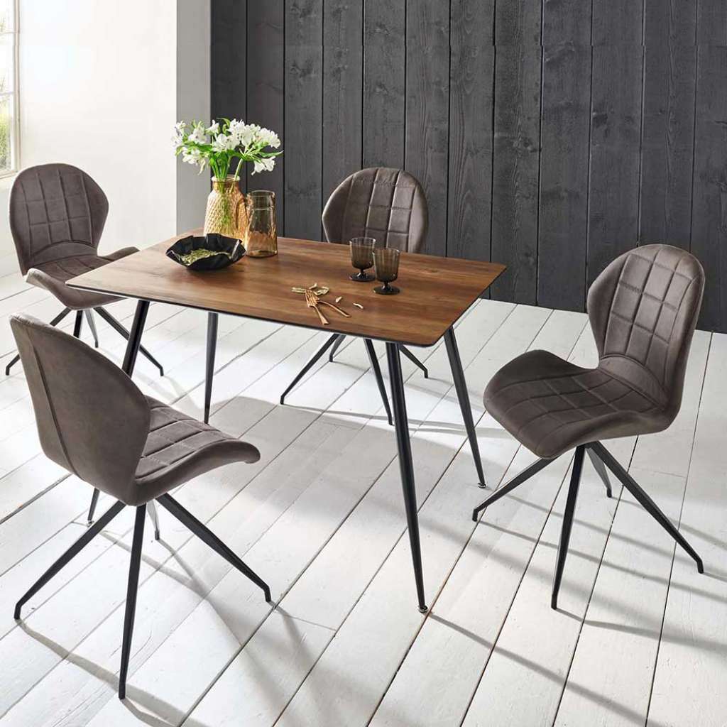 Retro Essgruppe in Anthrazit und Eiche modern (5-teilig)