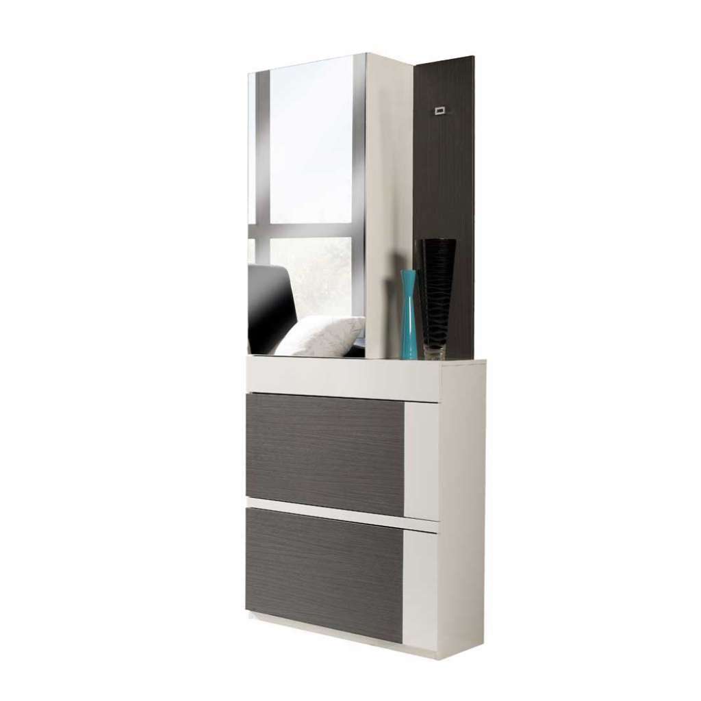 Design Flurmöbel in Weiß Hochglanz Grau (3-teilig)