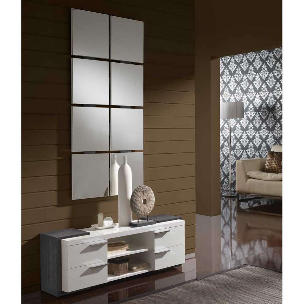 Flurmöbel Set in Weiß Hochglanz und Grau modern (2-teilig)