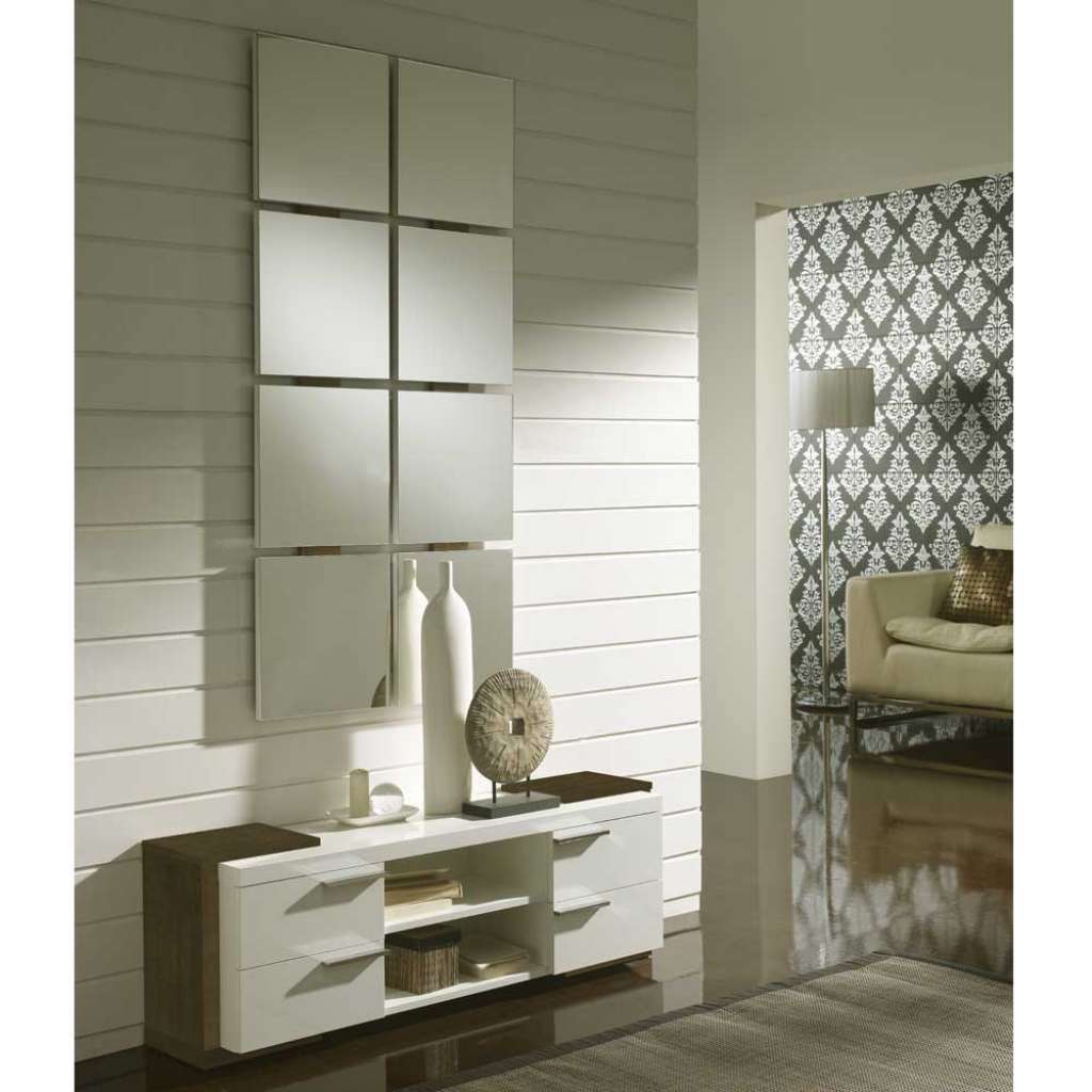 Garderobenmöbel in Weiß Hochglanz und Braun modern (2-teilig)