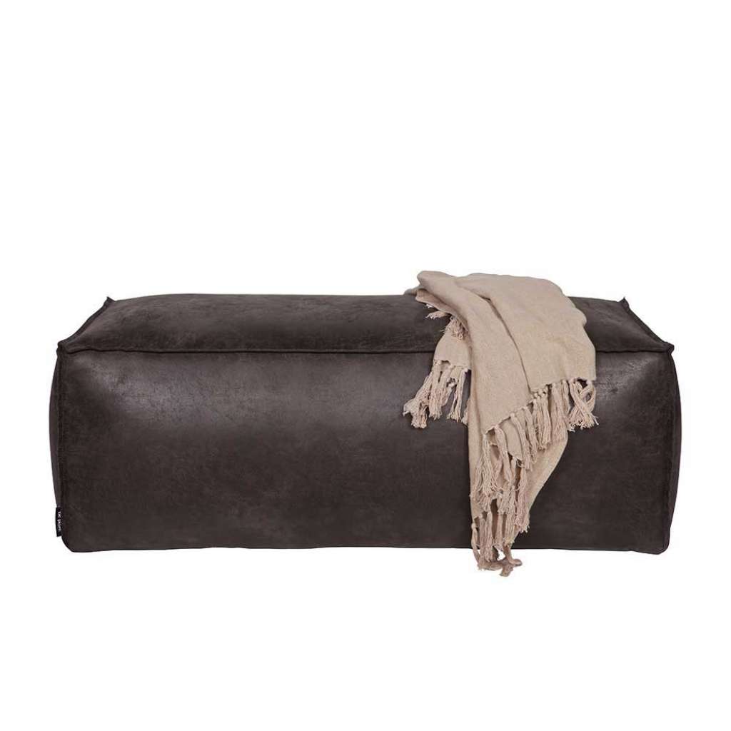 Sitzpouf aus Recyclingleder Schwarz 120 cm