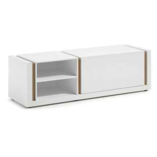 TV Board mit Klappe Weiß und Eiche