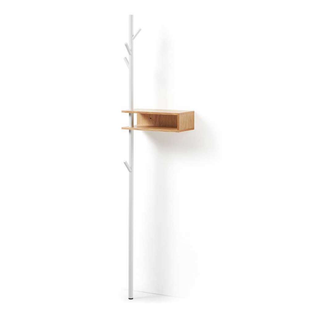 Flurgarderobe in Weiß Stahl Ablage Eiche furniert