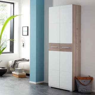 Garderobenschrank in Weiß und Eiche modern