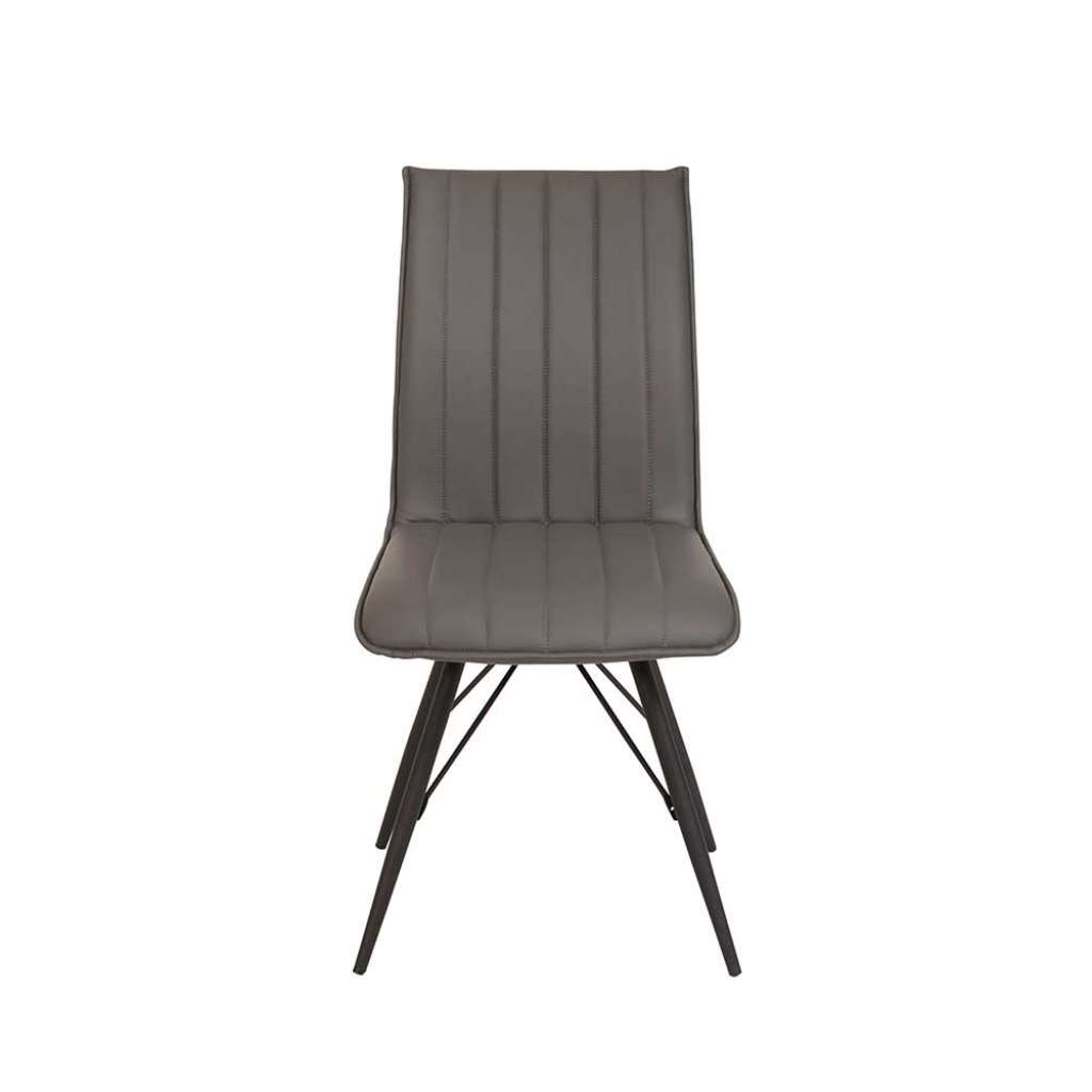 Esszimmer Drehstuhl in Grau Kunstleder Metallgestell in Schwarz (Set)