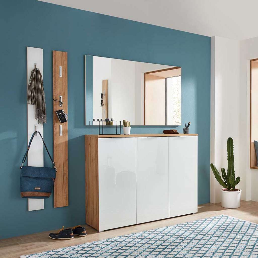 Garderobenset in Weiß und Eiche modern (4-teilig)