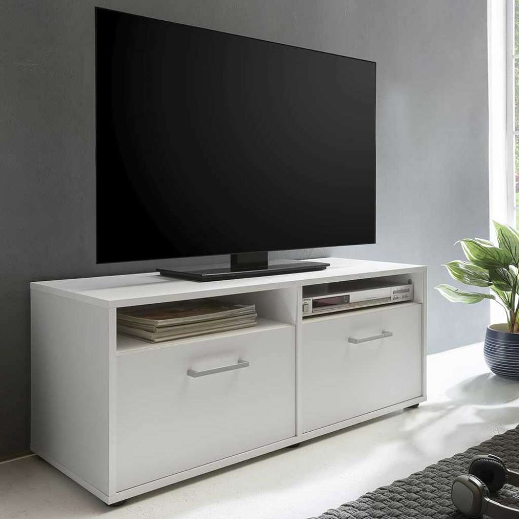 TV Unterschrank in Weiß Klappen