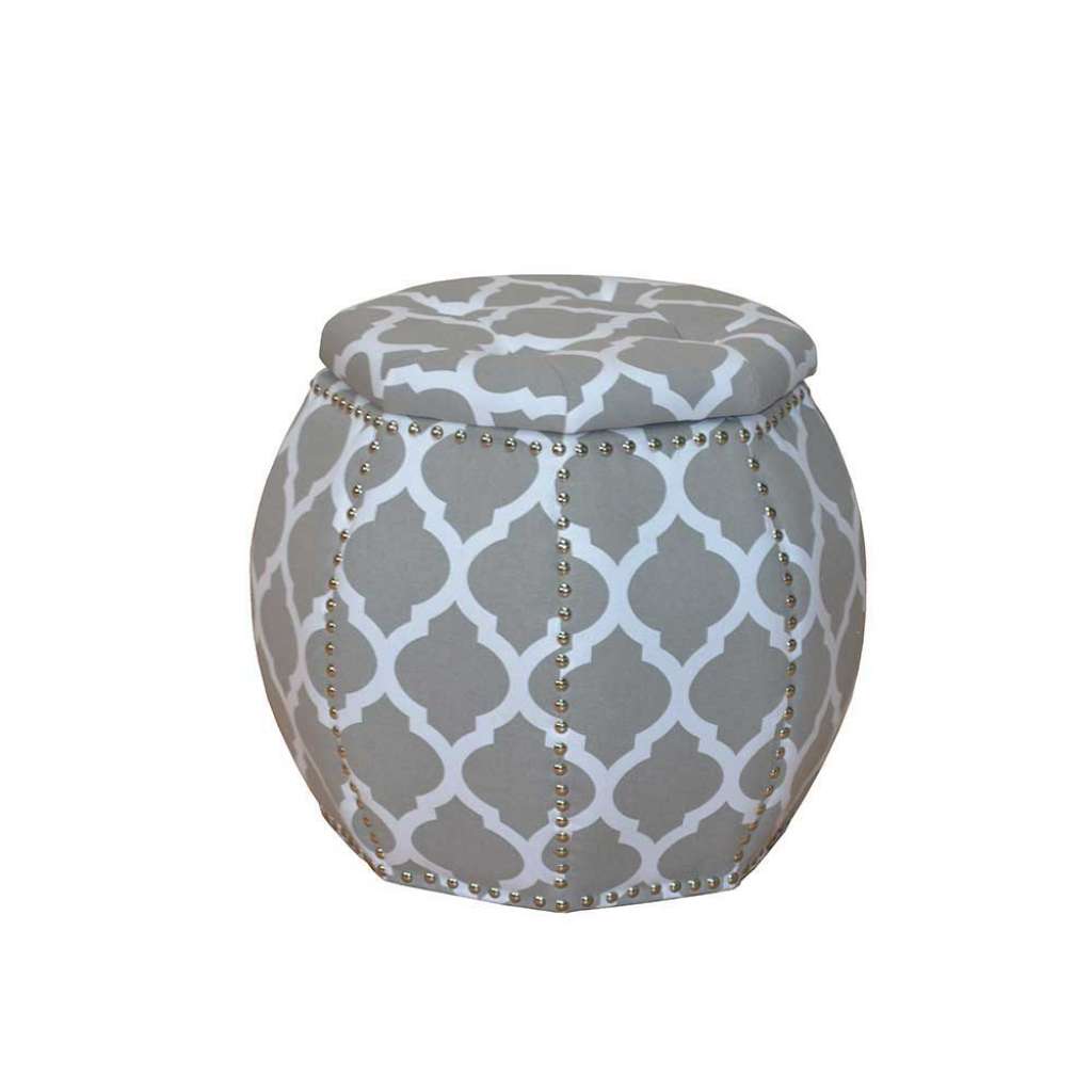 Design Hocker in Beige und Weiß Deckel