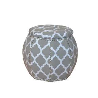 Design Hocker in Beige und Weiß Deckel