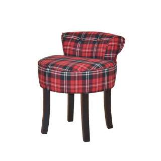 Design Sitzhocker in Rot kariert Stoff