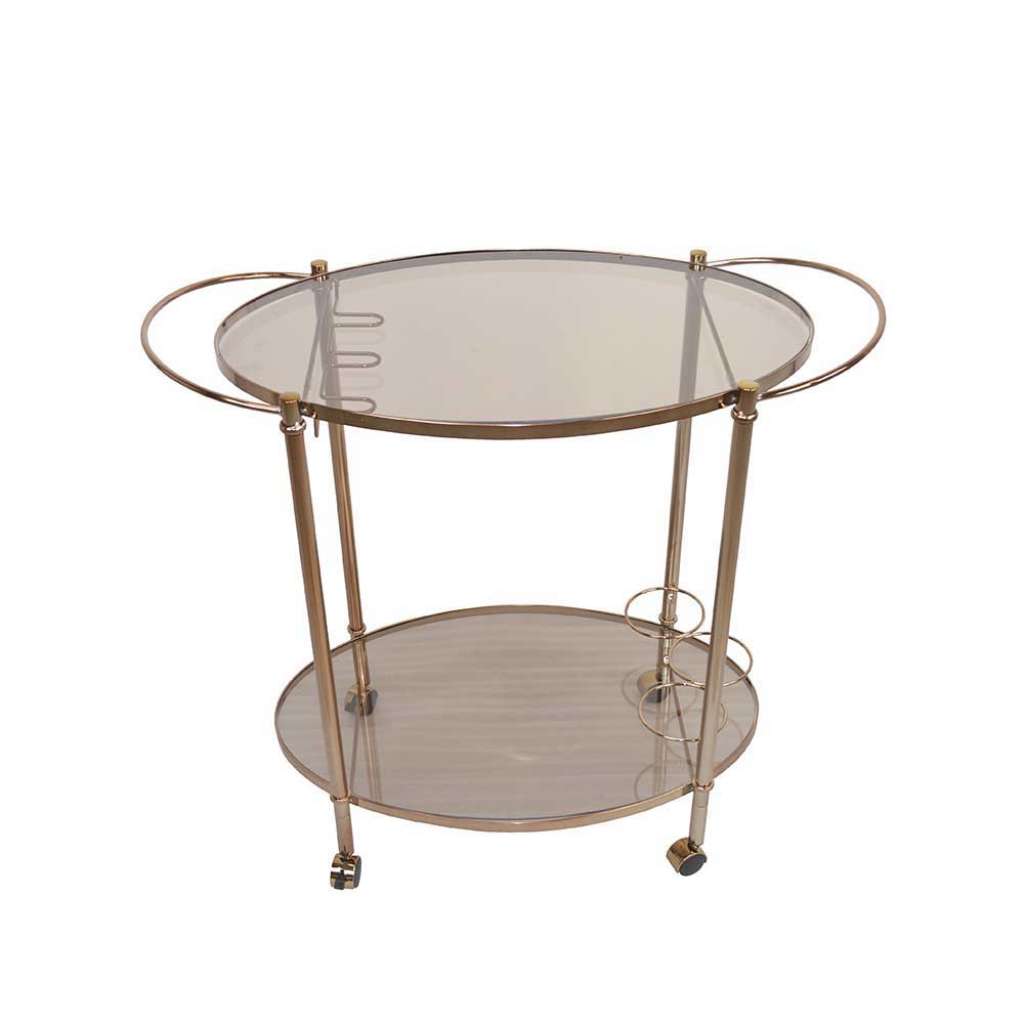 Servierwagen in Bronzefarben Metall Glas