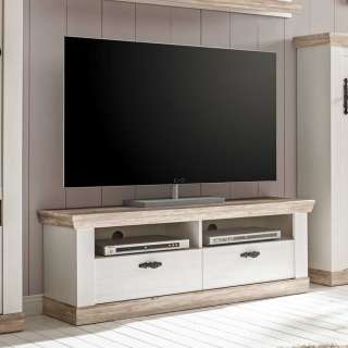 TV Unterschrank im Landhausstil Kiefer Weiß