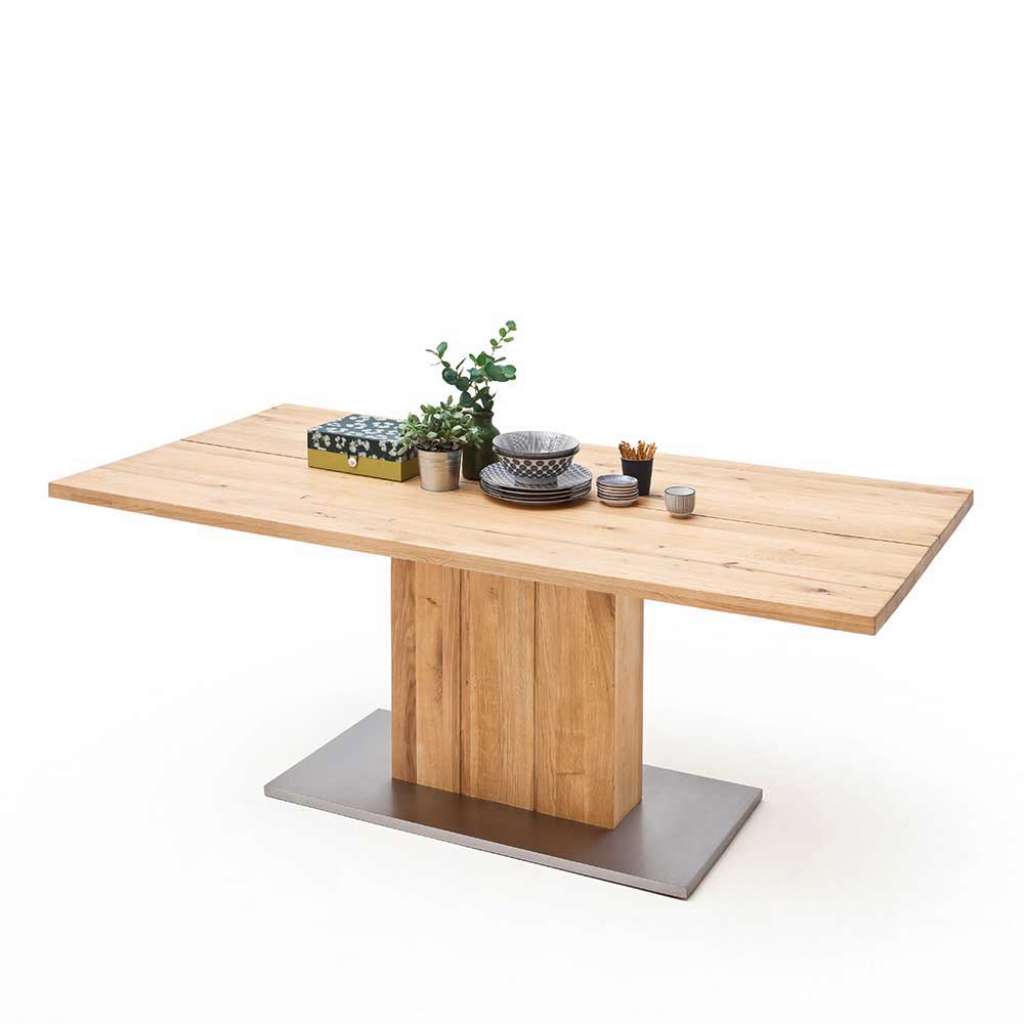 Säulen Esstisch aus Balkeneiche modern